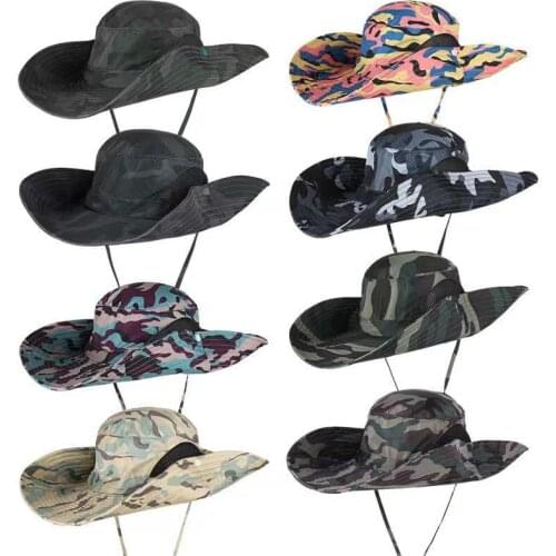 Summer Mens And Womens Fashion Wide Edge Sunshade Quick Drying Fishermans Hat Camouflage Camping Mountaineering Bucket Hat