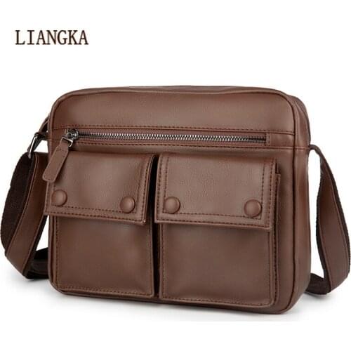 2021Men Crossbody Bag Soft PU Leather Messenger Bags Mens Zipper Shoulder Flap For Male Handbags Business Handbag Bolsa Brown