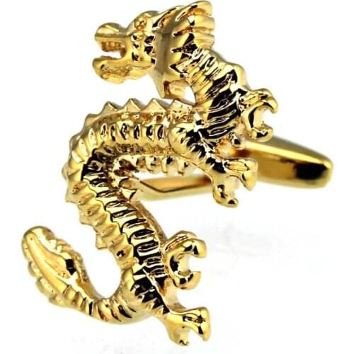 Sunnylink Mens Cuff Links Dragon Gold Cufflinks for shirt M3458 24mm