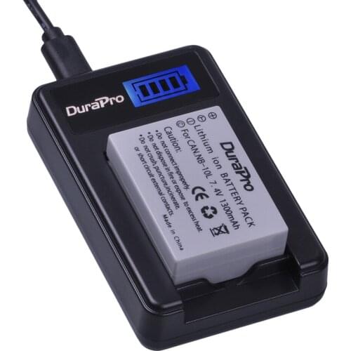 NB-10L 1300mAh NB10L NB 10L Camera Battery + LCD USB Single Charger for Canon G1X G15 G16 SX40HS SX50HS SX60HS SX40 SX50 SX60