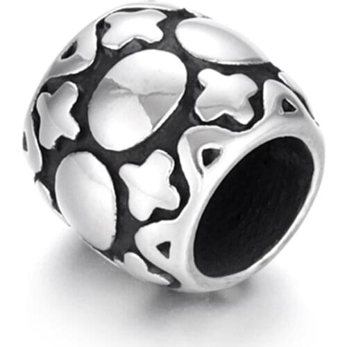 Stainless Steel Barrel Bead Polished 5mm Large Hole Metal Beads Charms for DIY Bracelet Jewelry Making Accessories
