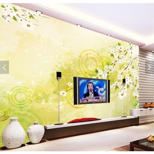 Custom retro wallpaper, hand painted flowers murals for the living room bedroom TV background wall vinyl papel de parede