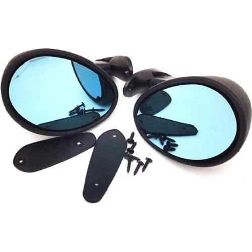 Pair California Classic Style Door Wing Blue Side Mirror Hot Rod Rat Rod Muscle Car Universal Vintage Black