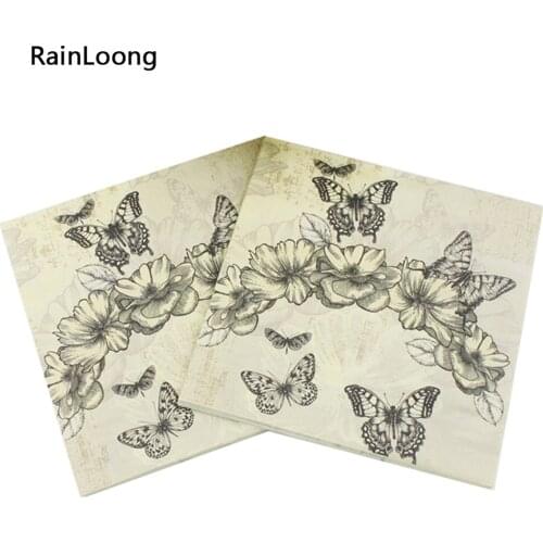 [RainLoong] Butterfly Paper Napkin Festive & Party Tissue Napkin Decoration Guardanapo 33cm*33cm 1 pack (20pcs/pack)