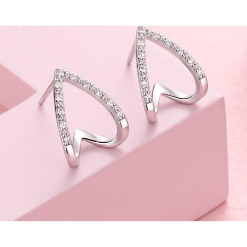 A Girl' Minimalist Geometric Cubic Zirconia Earrings For Women Fashion Simple Triangle Girl Earing Female Jewelry Accessories