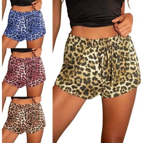 Women Shorts Leopard Print Breathable Summer Drawstring Loose Short Pants for Beach Summer Ladies Sexy Casual Sports Shorts