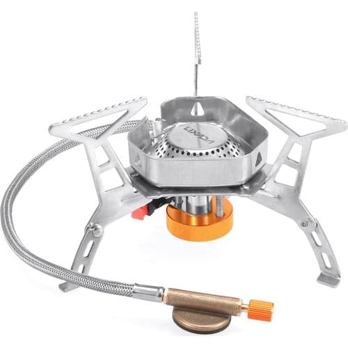 Lixada Foldable Windproof Camping Gas Stove Portable Outdoor Cooking Folding Piezo Ignition Gas Stove with Box