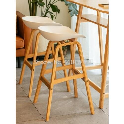 Beimu Modern Simple Solid Wood Bar Chair Nordic Home Creative Bar Chair High Footstool Personalized Bar Stool