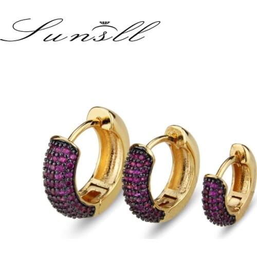 SUNSLL New copper earring Multi-color cubic zircon roud earrings for women / girls fashion party jewelry hoop earring gifts