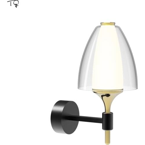 Post Modern Simple Individual Single Head LED Wall Lamp Art Decor Glass Wall Sconces Light Fixtures Bedside Bedroom Studio Aisle
