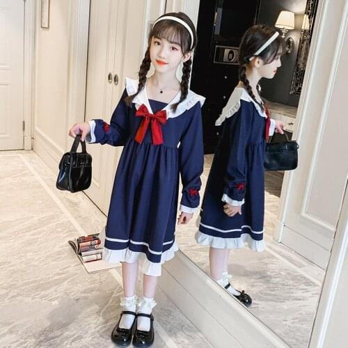 Girls spring and autumn dresses 2021 new CUHK children college style girl western princess skirt