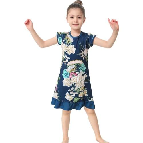 12 Colors High Quality Spandex 3D Printing Gilrs Nightgowns Kids Night Dresses Children Pajamas Sleepwear