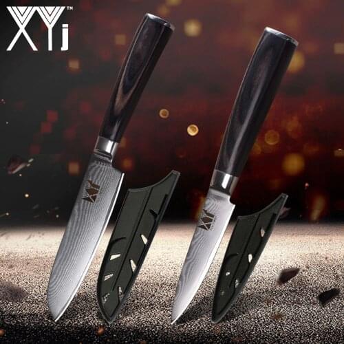 XYj Damascus Knife Set Paring Japanese Cooks Knife VG10 Damascus Steel Chef Kitchen Knives Meat Cleaver Cooking Knives Set