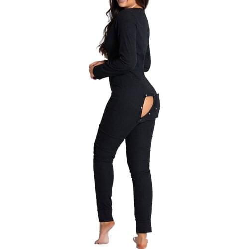 Newly Pyjama Women Jumpsuit Lady Sleeping Wear Suit Back Butt Bum Open Ass Loungewear