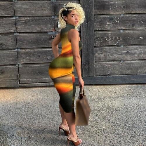 Fall Clothes Print O-neck Sleeveless Sexy Dress Party Maxi Dresses for Women Night Club Outfits Streetwear Y2k Wholesale Items