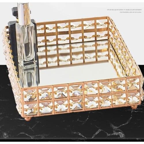 1PC Square Crystal Tray Household Cosmetics Storage Pallet Fruit Container Snacks Plate Wedding Decor Supplies