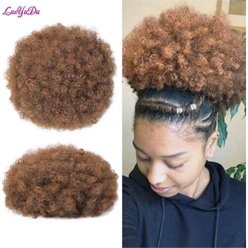 10Inch Puff Afro Curly Chignon Wig Drawstring Ponytail Short Afro Kinky Pony Tail Clip In African Synthetic Hair Bun Pieces 115g