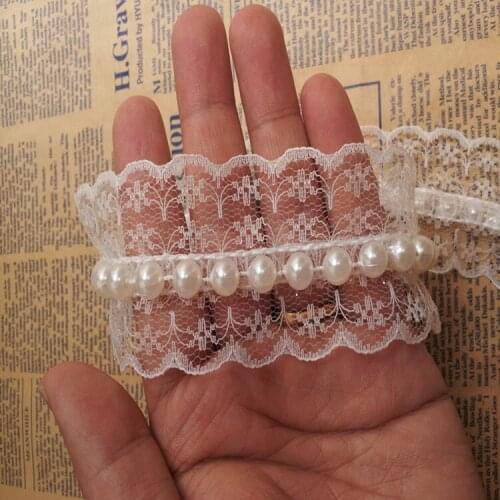 15yards Bridal Nigerian Wedding Lace Materials Net Lace Fabric High Quality Pearls African Lace Fabric 2017 Embroidered Nigerian