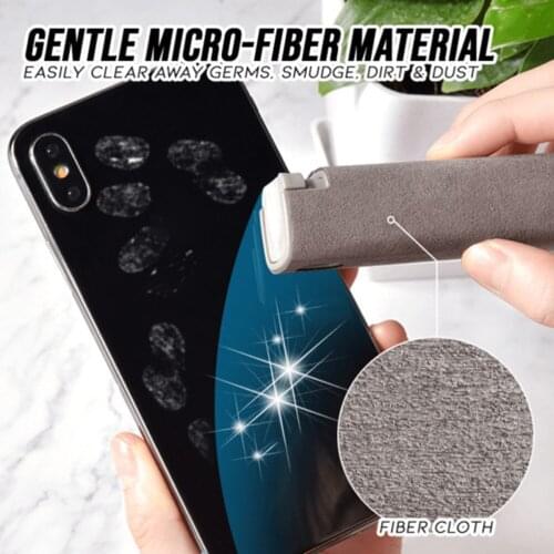 2 In 1 Phone Screen Cleaner Spray Computer Mobile Phone Screen Dust Removal Tool Microfiber Cloth Set Portable Cleaning Artifact