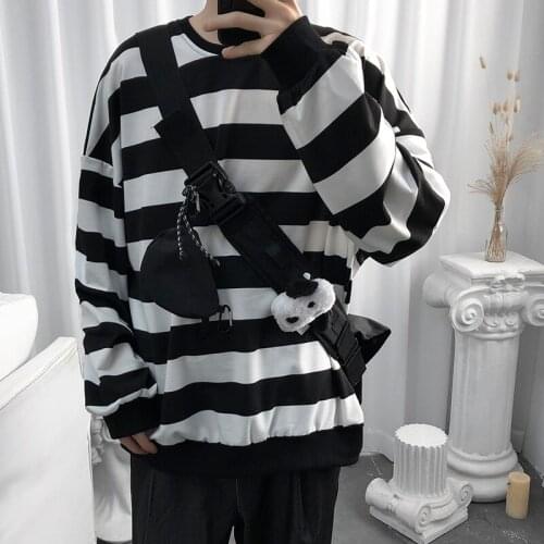 2021 harajuku Brand clothing Men high quality Sweatshirts cotton hoodie/Male slim Stripe leisure Set head Round collar hoodies