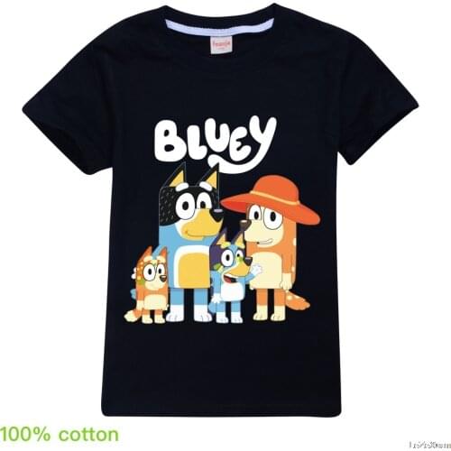 2021 Summer bingo bluey Clothes Cotton Short Sleeve Christmas Shirt T-shirt Fashion Kids Boys Girls Tops 2-15T