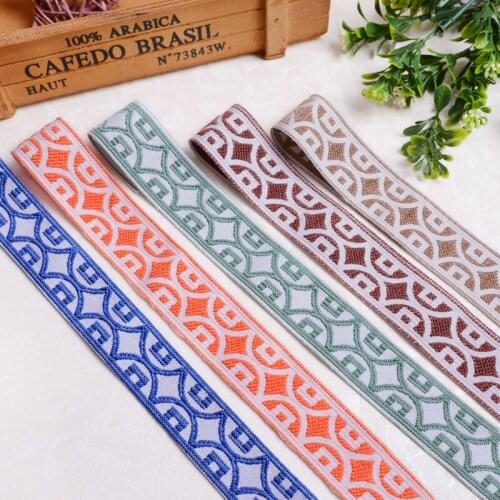 25Yards 3cm Embroidery Lace Woven Jacquard Ribbon Trims Pattern For Curtain Sofa Clothing Straps Accessory DIY Sewing Fabric