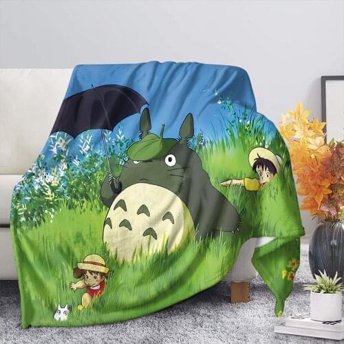 Anime Totoro 3D Blanket for Beds Printed Cartoon Flannel Blanket Sofa Home Decor Party Student Outdoor Travel Throw Blanket