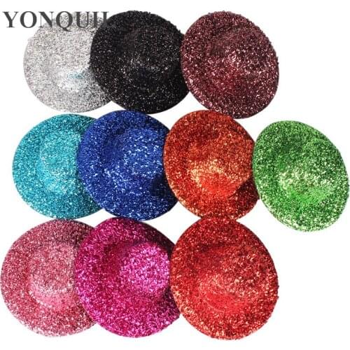 4"(10 CM) 9 Color Mini Top Fascinator Hats,Blingbling Children Party Hats Show Dance Headpiece,24 Pieces/Lot