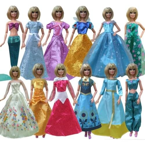 5sets=clothes pants or snow white prince Anna Elsa mermaid Cinderella dress set for barbie doll