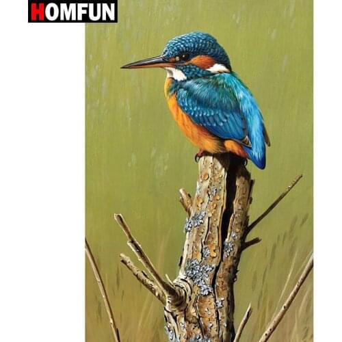 HOMFUN Diamond Painting "Blue Kingfisher" Cross Stitch Custom Photo Diamond Embroidery Square Round Drill Home Decor