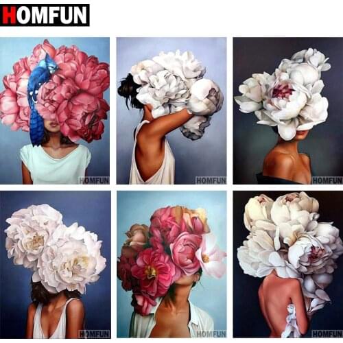 HOMFUN Diamond Painting Full Square/Round Drill 5D DIY "Portrait flowers" Daimond Embroidery Rhinestone Cross Stitch Home Decor