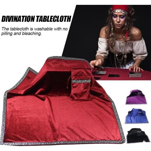 Altar Tarot Soft Table Cloth Washable Divination Wicca Plush Cloth with Tarot Pouch for Tarot Divination and Daily Household Use