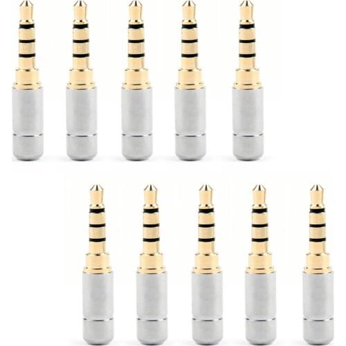 Artudatech 4Pcs / 10Pcs Mini 3.5mm Stereo 4 Pole Jack Plug Audio Connector For Repair Headphone