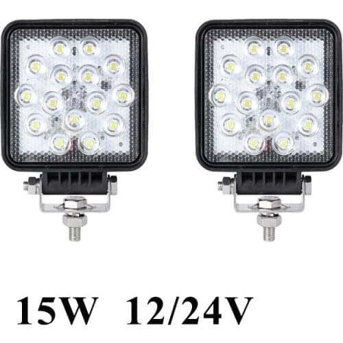 AUXBEAM 4 inch 15W 6000K 3030 LED Work Light bar 12/24V Flood Beam Fog Lights IP68 Waterproof for Trucks Cars Off-road SUV Boat