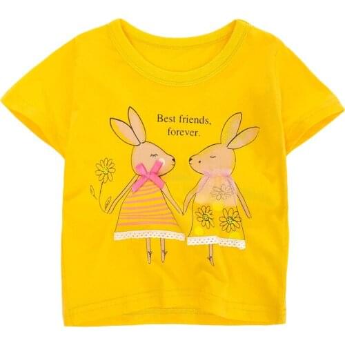 Bambino 2021 New Tees of Children 2-7 Years Pure Cotton T shirt for Kids Girls YellowTops Clothing Baby Clothes Child Costume