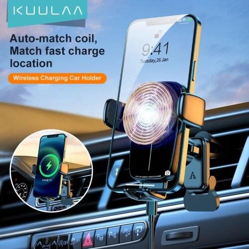 KUULAA 15W Wireless Charger Car Mount for Air Vent Mount Car Phone Holder Intelligent Infrared Fast Wireless Charging Charger
