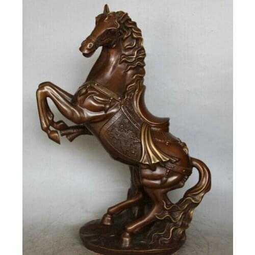 Bi001596 19" Chinese Bronze Folk Animal run success Zodiac Year Horse sculpture Statue