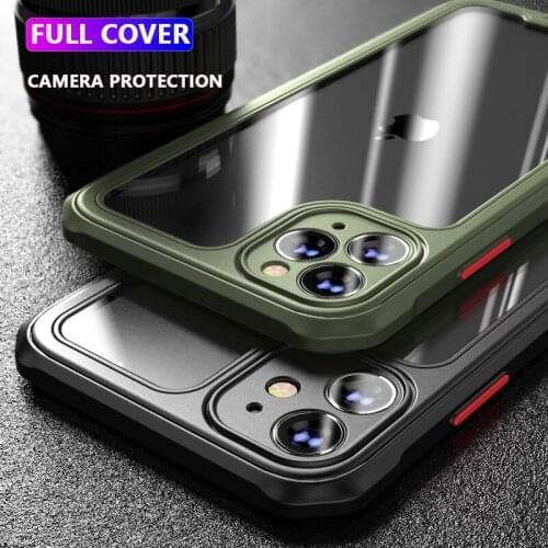 Armor Case For iPhone 11 12 Pro Max X XR XS Max mini 7 8 Plus SE2 Luxury Shockproof Bumper Transparent Full Phone Cover Cases