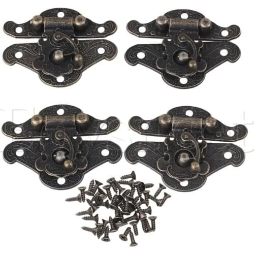 Bronze Antique Suitcase Jewelry Box Hasp Latch Lock 38x29mm Set of 4
