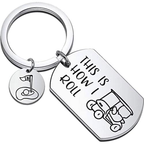 This Is How I Roll - Golf Cart Key Chains Golf, Dad, Mom, Fathers Day, Golf Keychain Gift for Outdoorsy Person
