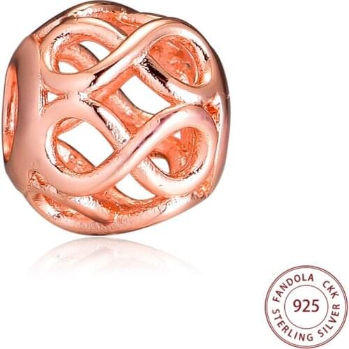 CKK Fits Original Charms Bracelet 925 Sterling Silver Rose Gold Infinite Shine Charm Beads for Jewelry Making Berloque