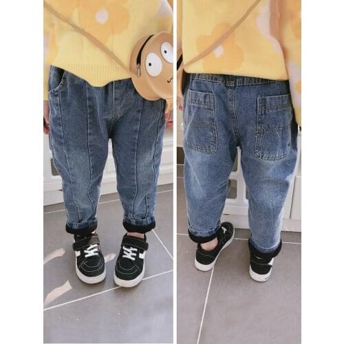 Kids Jeans Fashion Korean Plus Velvet Loose Casual Jeans for Girls High Quality Thicken Toddler Boys Denim Pants 2 3 4 5 6 Years