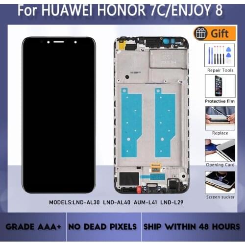 For Huawei Honor 7C Enjoy 8 LND-AL30 AL40 L29 AUM-L41 LCD screen assembly with front case touch glass,With repair parts Display