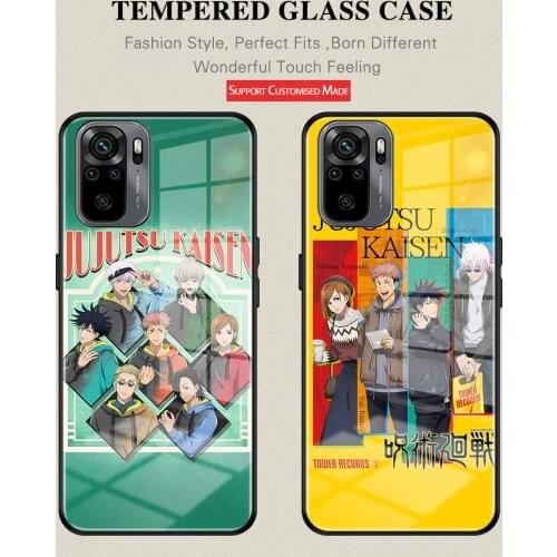 For Redmi Note10 Pro Jujutsu Kaisen Tempered Glass Phone Case Anti-fall For Redmi Note9 9Pro Note10 POCO X3 Xiao mi 8 9 10Pro 11
