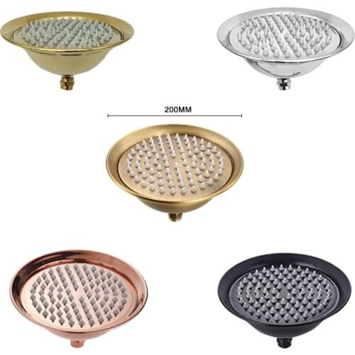 Antique Brass Round 8" Rainfall Shower Head Golden Rose Gold Chrome Black Stainless Steel Bathroom Rain Shower Head Accessory