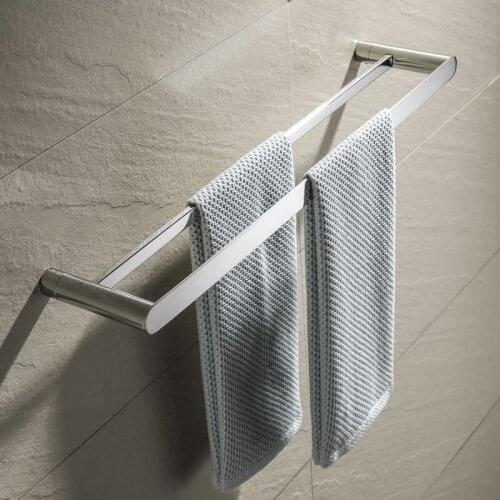 Double Bath Towel Bar SUS304 Stainless Steel Towel Rack Bathroom Towel Holder Chrome Polished Towel Hanger Wall Mount