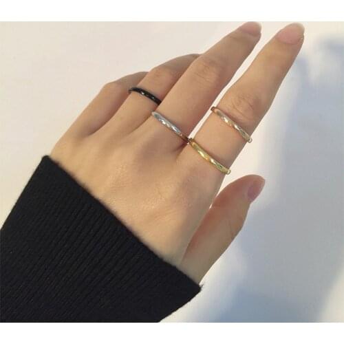 Minimalist Temperament 2mm Thin Ring for Women Stainless Steel Elegant Classic Simple Finger Band Set Elegant Lady Party Jewelry