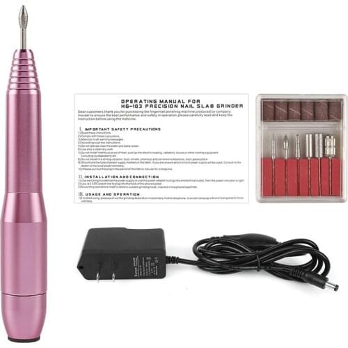 Electric Nail Drill Pen Manicure Machine Portable12V Gold Silver Pink Handpiece Milling Cutter Nail File Nail Art Tools 20000