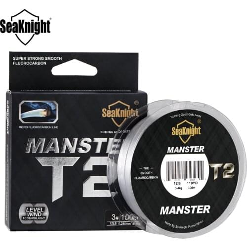 SeaKnight MS T2 Series 100% Double Fluorocarbon Structure Fishing Line 100M Micro Fluorocarbon Line Sinking Line Level Wind Tech