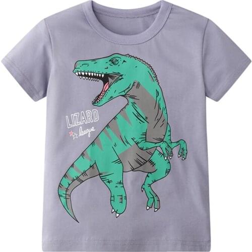 Jumping Meters Short Sleeve T-shirts Tops Clothes Green Dinosaur Pattern Children Clothing Kid Casual Cotton Outfit 2-7Years